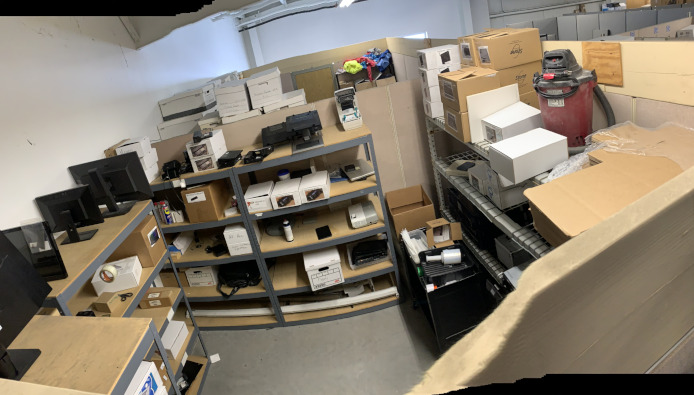 Top view of the interior of the storage closet