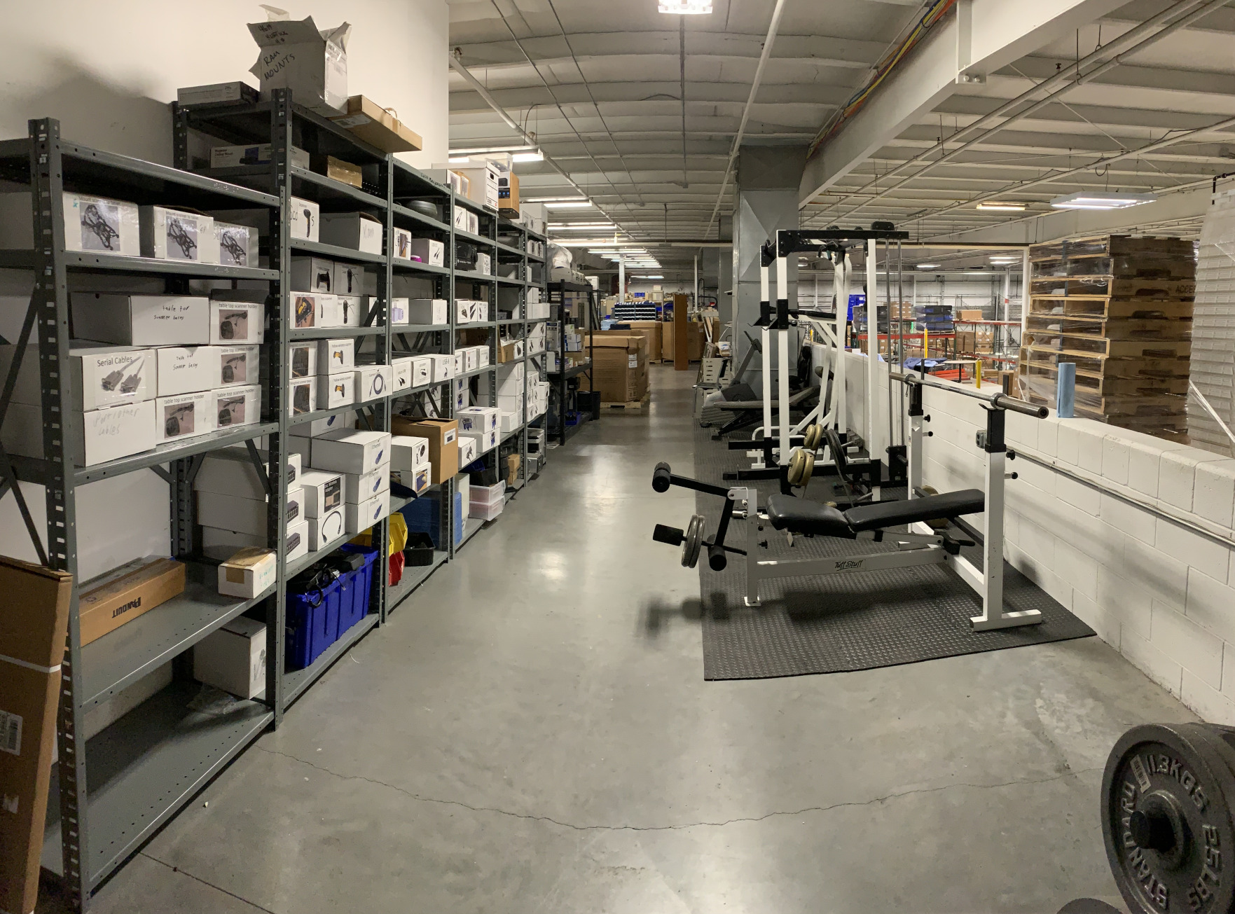 View of the outside racks and the boxes with equipment