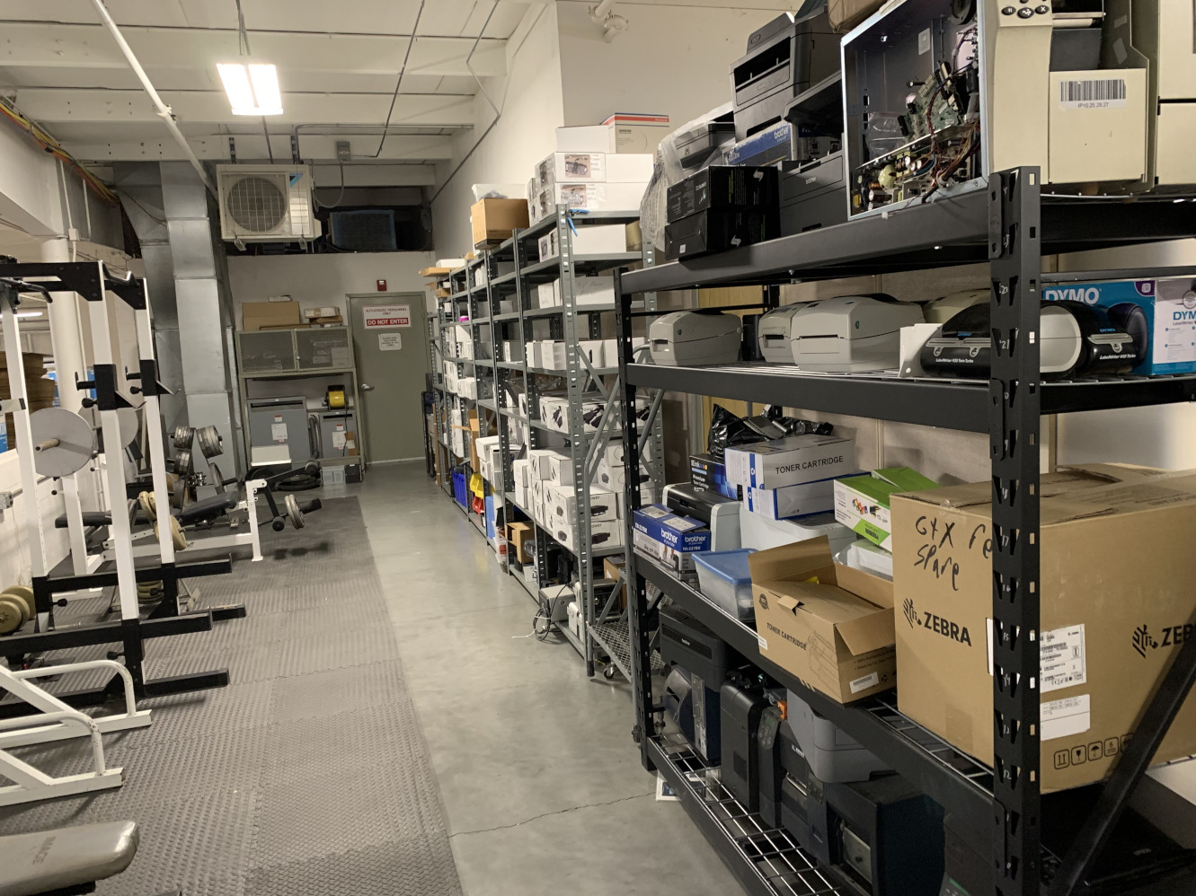 View of the outside racks and the boxes with equipment